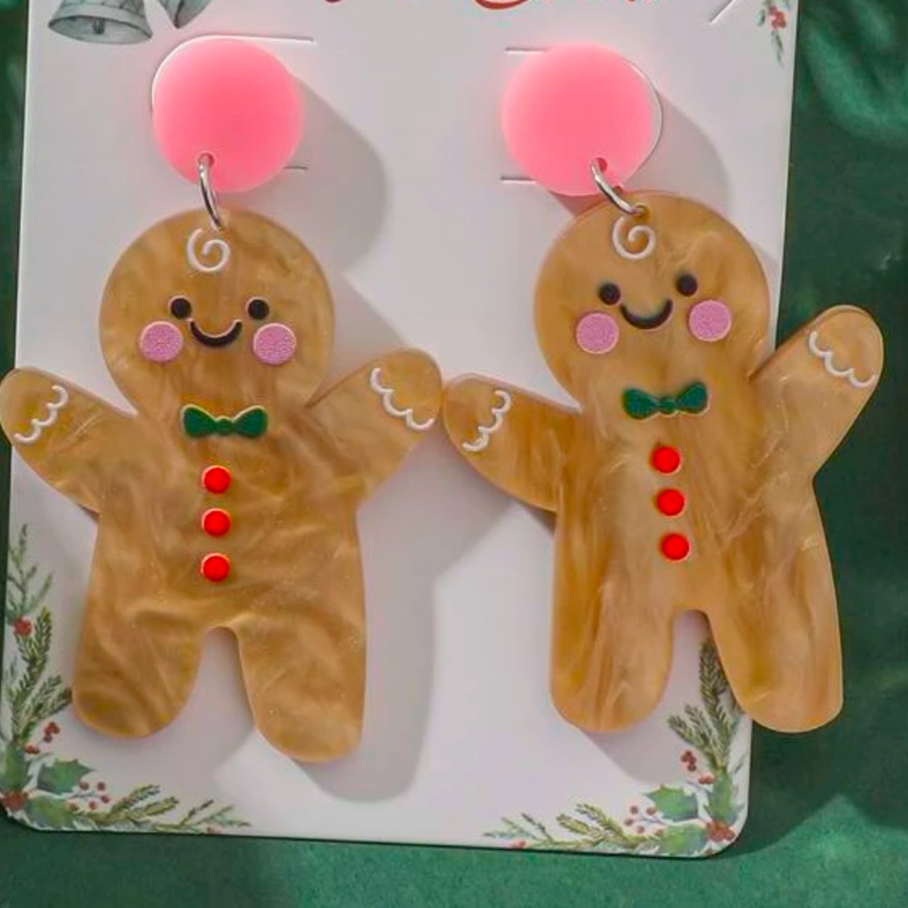 Acrylic Gingerbread Man Earrings